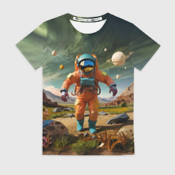 Женская футболка Космонавт в оранжевом костюме
