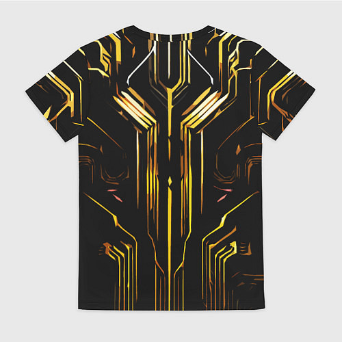 Женская футболка Золотые полосы на чёрном фоне / 3D-принт – фото 2