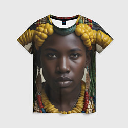 Футболка женская Африканец искусство, цвет: 3D-принт