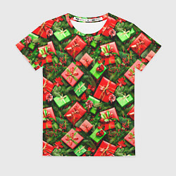 Футболка женская Новогодние подарки в коробках, цвет: 3D-принт