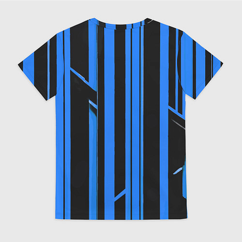 Женская футболка Толстые синие полосы на чёрном фоне / 3D-принт – фото 2