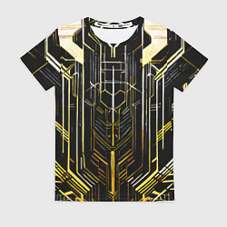 Футболка женская Gold lines on a black background, цвет: 3D-принт