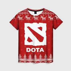 Футболка женская Новогодний Dota с оленями, цвет: 3D-принт