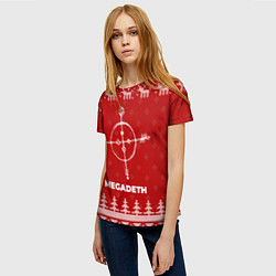 Футболка женская Новогодний Megadeth с оленями, цвет: 3D-принт — фото 2