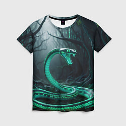 Женская футболка Змея в неоновом лесу