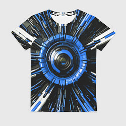 Футболка женская Чёрно-синяя сфера киберпанк, цвет: 3D-принт