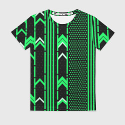 Футболка женская Зелёные обои на чёрном фоне, цвет: 3D-принт