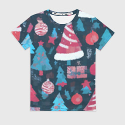 Женская футболка Плюшевая новогодняя абстракция