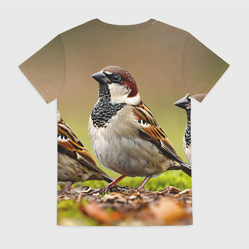 Женская футболка Воробей / 3D-принт – фото 2