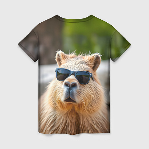 Женская футболка Модная капибара в темных очках / 3D-принт – фото 2
