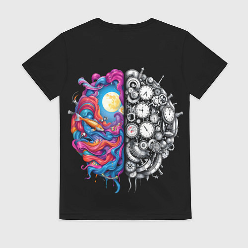 Женская футболка Правое и левое полушарие / 3D-принт – фото 2