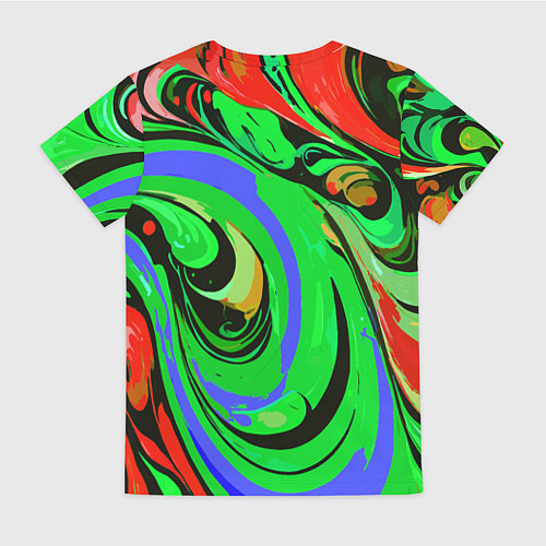 Женская футболка Красно-зелёный узор / 3D-принт – фото 2