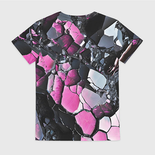 Женская футболка Чёрно-розовый камень / 3D-принт – фото 2