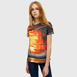 Футболка женская Багровый закат, цвет: 3D-принт — фото 2