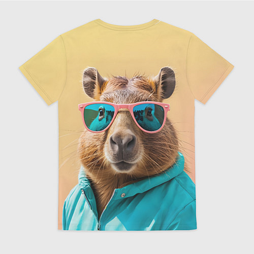 Женская футболка Модная капибара в отпуске / 3D-принт – фото 2