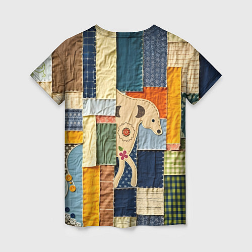 Женская футболка Пэчворк с собакой / 3D-принт – фото 2