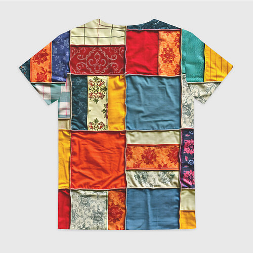 Женская футболка Пэчворк из ярких тканей / 3D-принт – фото 2