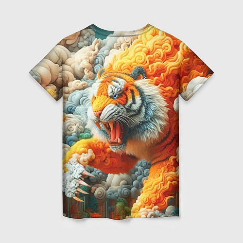 Женская футболка Сказочный облачный тигр - нейроарт фантазия / 3D-принт – фото 2