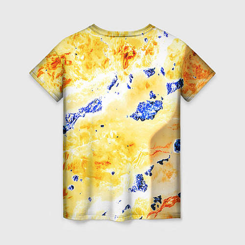 Женская футболка Сине-золотая абстракция / 3D-принт – фото 2