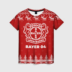 Футболка женская Новогодний Bayer 04 с оленями, цвет: 3D-принт