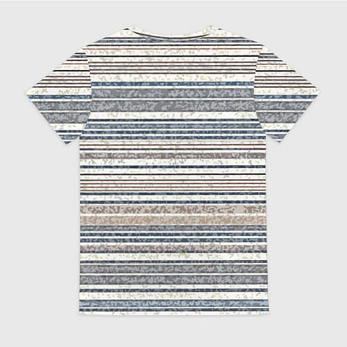 Женская футболка Светлый бежевый с синим текстурированные полосы / 3D-принт – фото 2