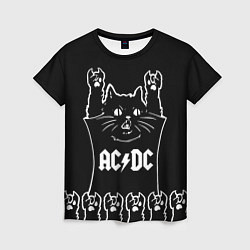 Футболка женская AC DC: cat rock, цвет: 3D-принт