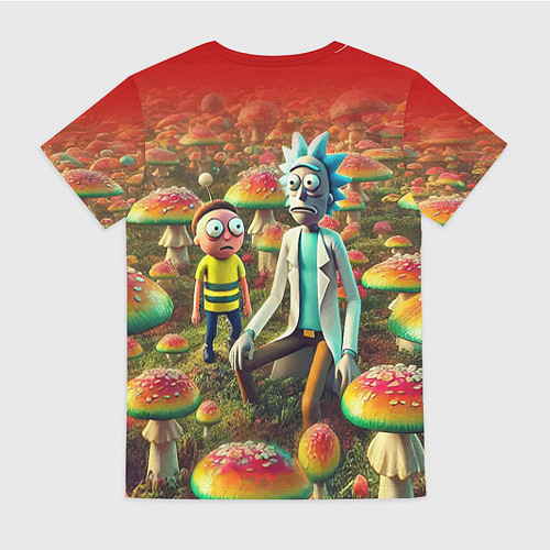 Женская футболка Рик и Морти заблудились в мухоморном поле / 3D-принт – фото 2