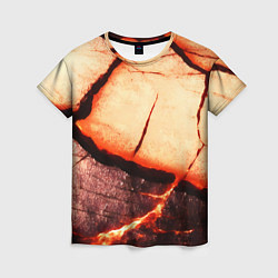 Футболка женская Трещины на абстрактном красном фоне, цвет: 3D-принт
