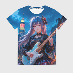 Женская футболка Аниме девочка с электрогитарой