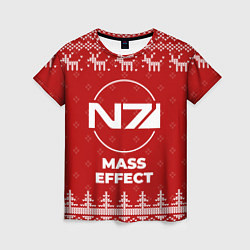Футболка женская Новогодний Mass Effect с оленями, цвет: 3D-принт