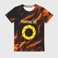 Женская футболка Portal flame steel