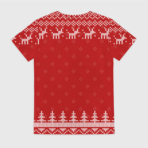 Женская футболка Новогодний Opel с оленями / 3D-принт – фото 2