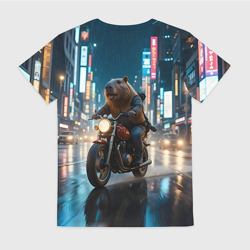 Женская футболка Капибара байкер / 3D-принт – фото 2