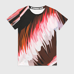 Футболка женская Красно-белая абстракция на чёрном фоне, цвет: 3D-принт