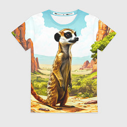 Женская футболка Сурикат в саванне