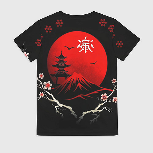 Женская футболка Japan red black nature / 3D-принт – фото 2