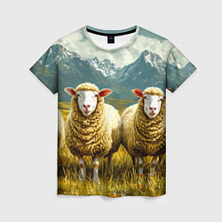 Футболка женская Четыри овцы в горах, цвет: 3D-принт