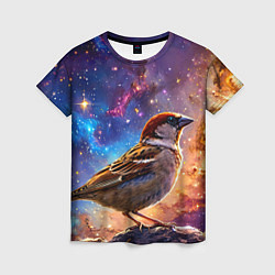 Женская футболка Воробей в космосе