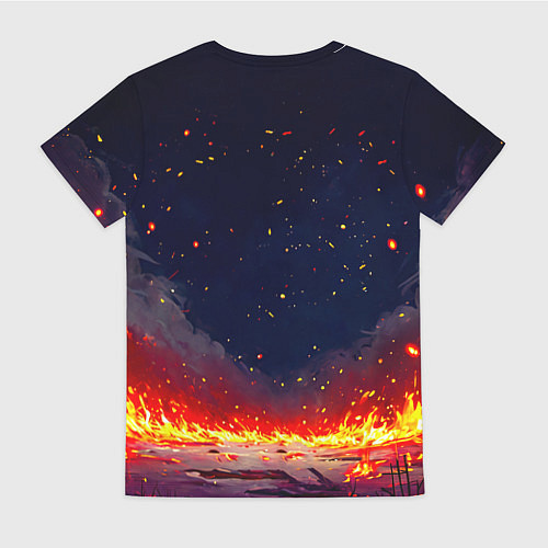 Женская футболка Фламинго в огне / 3D-принт – фото 2
