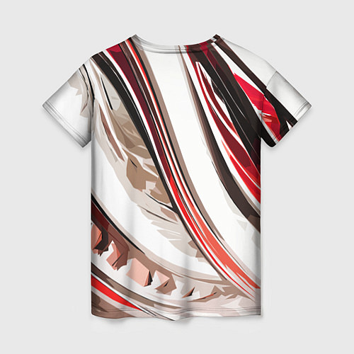 Женская футболка Волнистая бело-красная абстракция / 3D-принт – фото 2