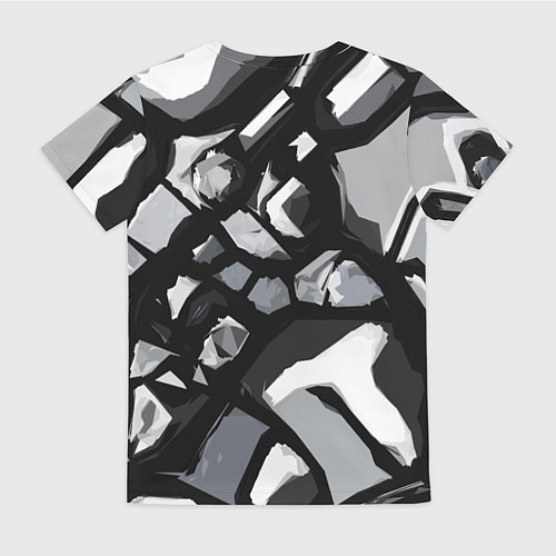 Женская футболка Чёрно-серая абстракция / 3D-принт – фото 2