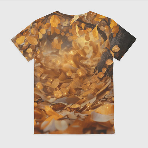 Женская футболка Лисица спит в осенних листьях / 3D-принт – фото 2