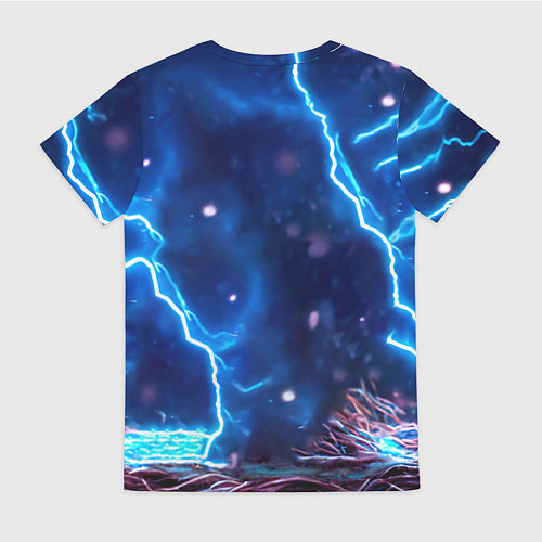 Женская футболка Енот в разрядах молний / 3D-принт – фото 2