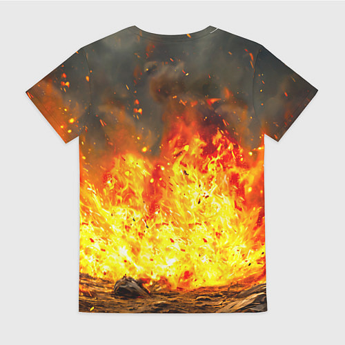 Женская футболка Буйвол в огне / 3D-принт – фото 2