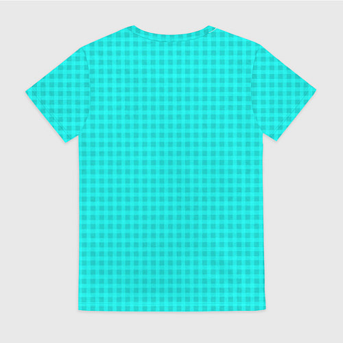 Женская футболка Неоновый голубой паттерн клетка / 3D-принт – фото 2