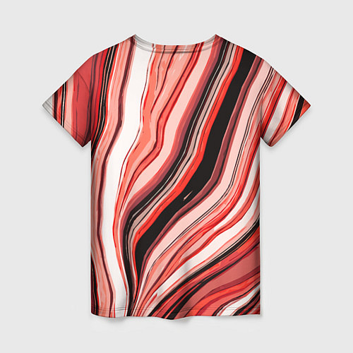 Женская футболка Волнистые вертикальные чёрно-красные полосы / 3D-принт – фото 2