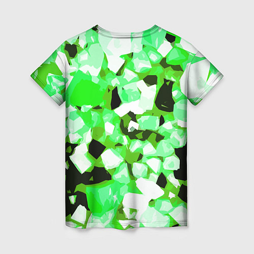 Женская футболка Green and white abstraction on a black background / 3D-принт – фото 2