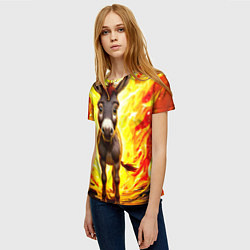 Футболка женская Ослик в огне, цвет: 3D-принт — фото 2