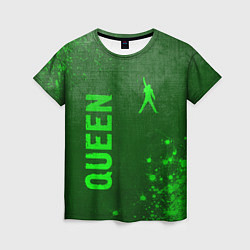 Женская футболка Queen - green gradient вертикально