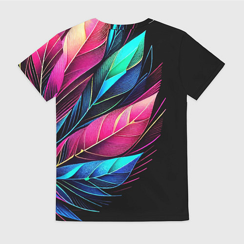 Женская футболка Букет из цветных перьев - неон / 3D-принт – фото 2
